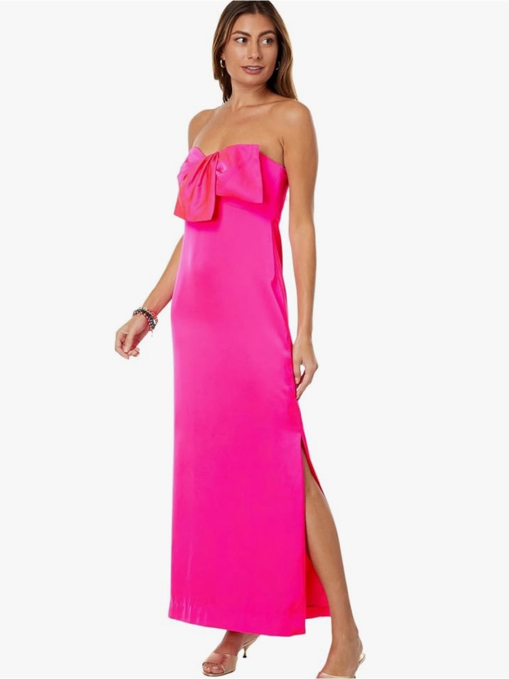 Lilli Pulitzer Strapless Hot Pink Bow-Front Maxi Dress 12